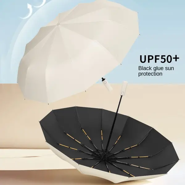 Automatic Folding Large High-quality Umbrella Rainproof And Windproof Strong Umbrella Family Entertainment Outdoor Rainproof And Sunscreen Dual-use Parasol