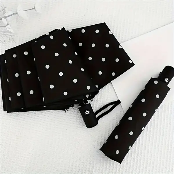 Polka Dot Pattern Automatic Folding Umbrella With UV Protection, Casual Lightweight 8 Ribs Portable Umbrella For Men & Women